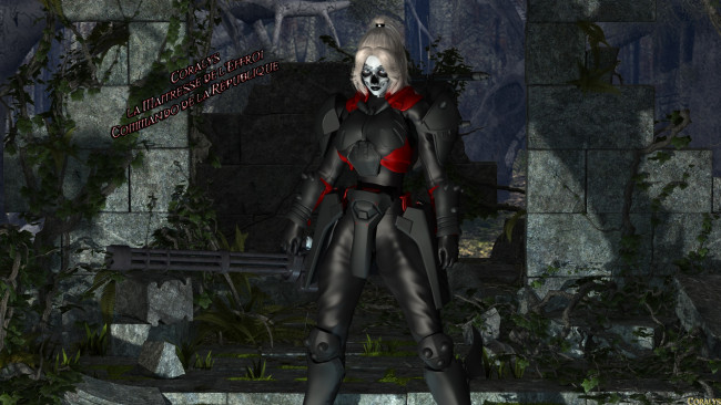 Обои картинки фото 3д графика, фантазия , fantasy, взгляд, девушка, оружие, фон