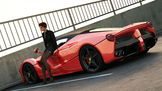 Обои картинки фото 3д графика, люди-авто, мото , people- car ,  moto, автомобиль, фон, взгляд, девушка