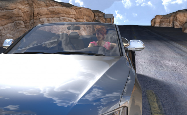 Обои картинки фото 3д графика, люди-авто, мото , people- car ,  moto, девушка, взгляд, фон, автомобиль