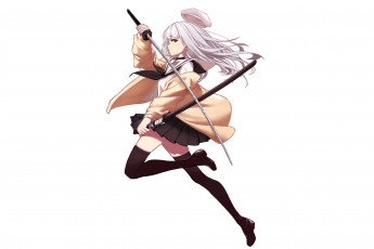 Картинка аниме оружие +техника +технологии фон девушка взгляд