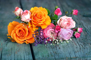 Картинка цветы разные+вместе ранункулюс розы