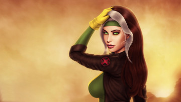 Картинка рисованное комиксы красота rogue волосы девушка marvel comics лицо x-men грудь anna marie
