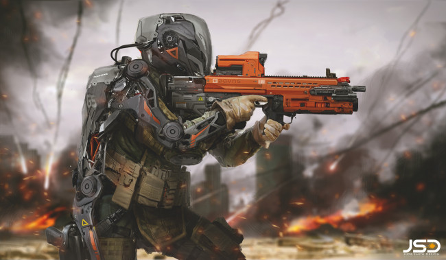Обои картинки фото фэнтези, роботы,  киборги,  механизмы, солдат, future, soldier, jude, smith, оружие