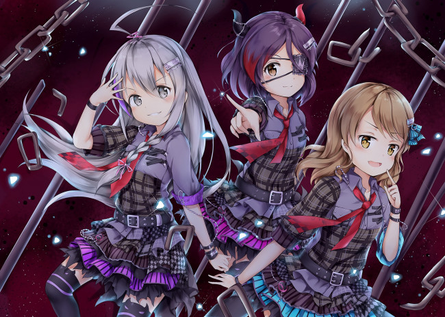 Обои картинки фото аниме, idolm@ster, фон, взгляд, девушки