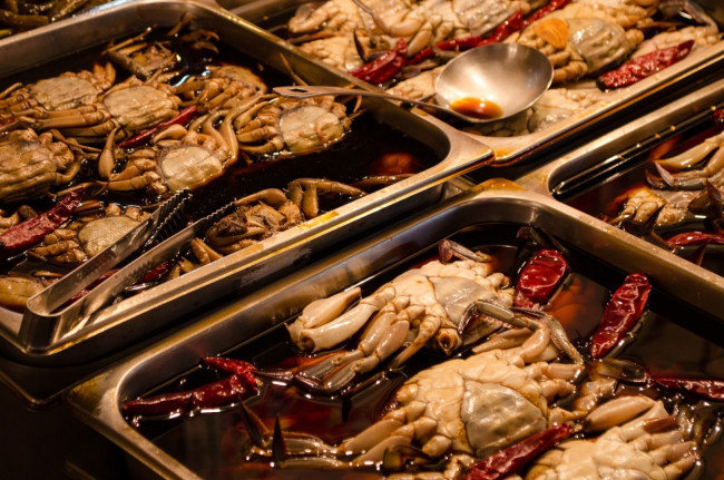 Обои картинки фото еда, рыбные блюда,  с морепродуктами, крабы, кухня, корейская