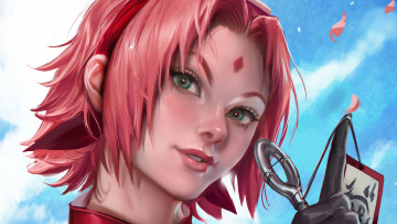 Картинка аниме naruto сакура лицо кунай печать