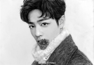 Картинка рисованное люди актер лицо сяо чжань