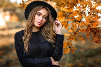 Картинка девушки -+брюнетки +шатенки осень шатенка шляпа ??????? ??????
