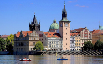 Картинка города прага+ чехия влтава река башни