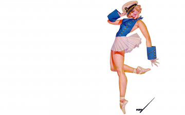 Картинка рисованное люди девушка пин-ап форма фуражка