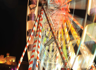 обоя разное, карусели,  качели,  аттракционы, колесо, обозрения, огни