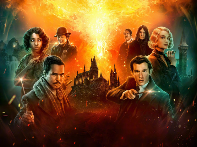 Обои картинки фото fantastic beasts,  the secrets of dumbledore || 2022, кино фильмы,  the secrets of dumbledore, фантастические, твари, тайны, дамблдора, фэнтези, постер, эдди, редмэйн, джуд, лоу, эзра, миллер