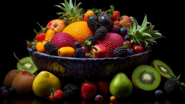 Картинка 3д+графика еда- food фрукты ягоды