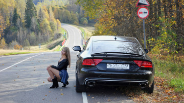 Картинка автомобили -авто+с+девушками красивая девушка audi