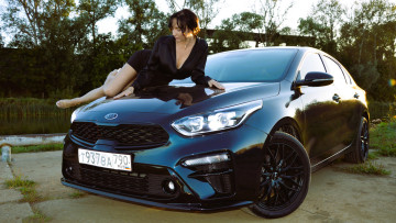 обоя автомобили, -авто с девушками, красивая, девушка, kia