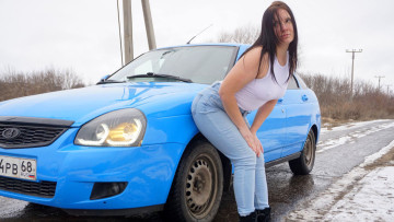 обоя автомобили, -авто с девушками, ваз, красивая, девушка