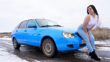 обоя автомобили, -авто с девушками, ваз, красивая, девушка