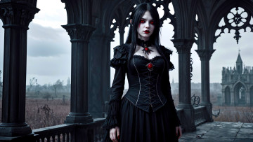 Картинка vampire+girl+art+03+-+by+biovolkvk 3д+графика фантазия+ fantasy vampire girl horror hd dark art undead