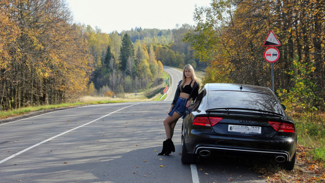 Обои картинки фото автомобили, -авто с девушками, красивая, девушка, audi