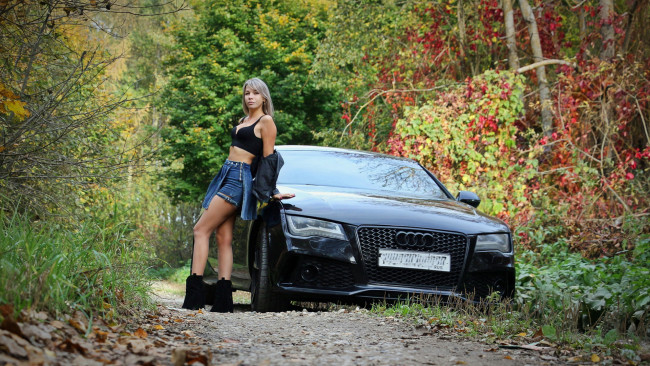 Обои картинки фото автомобили, -авто с девушками, красивая, девушка, audi