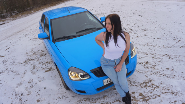 Обои картинки фото автомобили, -авто с девушками, ваз, красивая, девушка