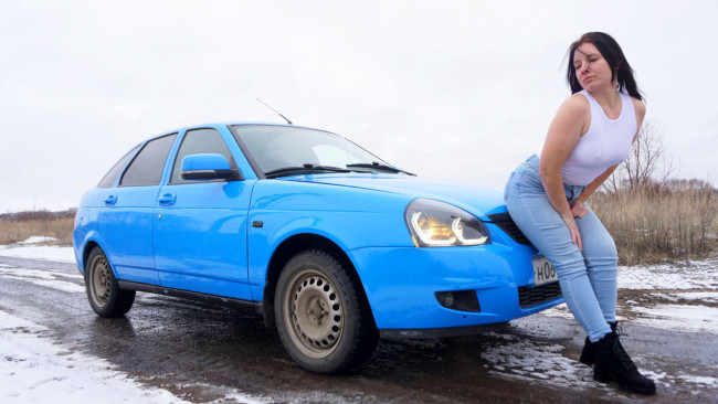 Обои картинки фото автомобили, -авто с девушками, ваз, красивая, девушка