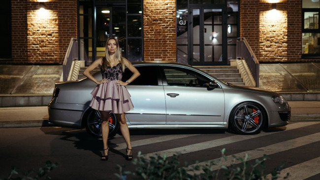 Обои картинки фото автомобили, -авто с девушками, volkswagen, passat, r36, turbo
