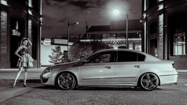 Обои картинки фото автомобили, -авто с девушками, volkswagen, passat, r36, turbo