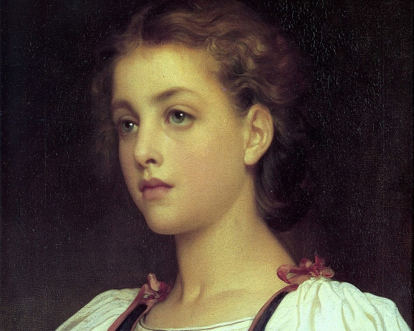 Обои картинки фото лорд, фредерик, лейтон, биондина, рисованные, frederick, leighton, глаза, взгляд