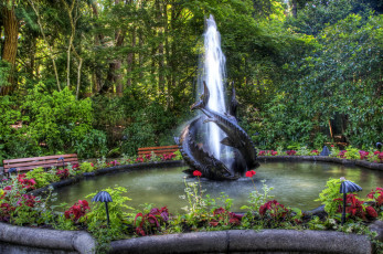 Картинка города фонтаны butchart victoria канада