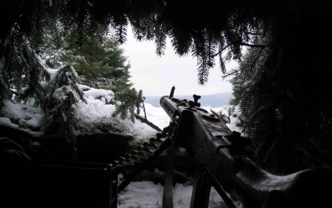 Обои картинки фото оружие, пулемёты, блиндаж, пулемет