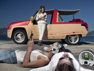 Картинка автомобили авто+с+девушками bamboo rinspeed девушки