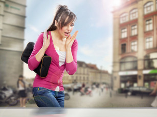 Картинка девушки -unsort+ брюнетки +шатенки город удивление кофта