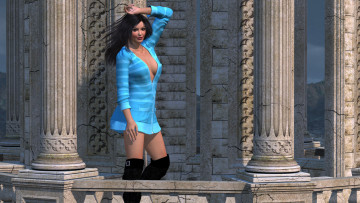 Картинка 3д+графика people+ люди девушка взгляд колоны