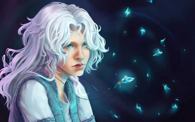 Обои картинки фото рисованные, люди, блондинка, взгляд, девушка