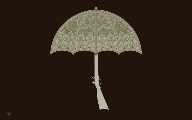 Обои картинки фото рисованные, минимализм, зонтик