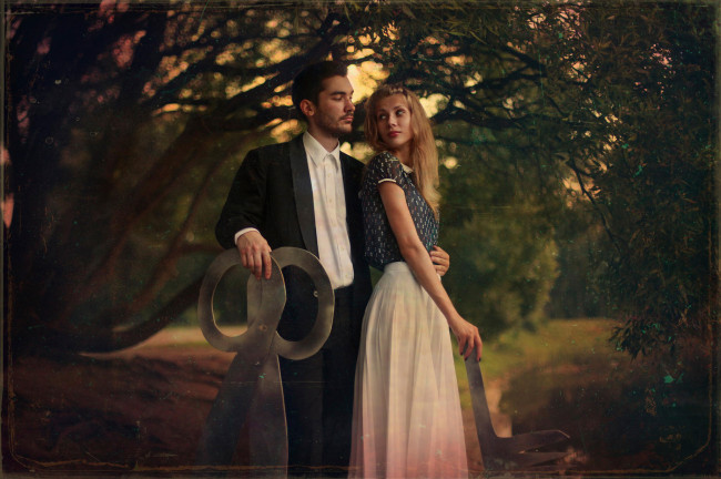 Обои картинки фото разное, мужчина женщина, царапины, ретро, фото, девушка, фильтр, парень