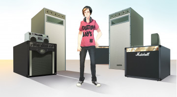 Картинка разное арты мальчик колонки фон взгляд