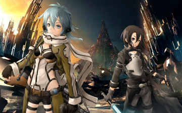 Картинка аниме sword+art+online shinon asada shino gun gale online kirigaya kazuto оружие kirito sword art девушки