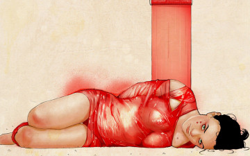 Картинка рисованное люди жертва платье девушка связанная