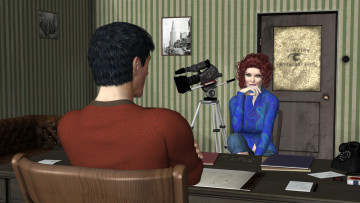 Картинка 3д+графика люди+ people взгляд девушка парень фон