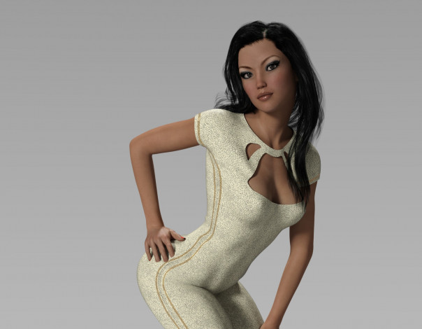 Обои картинки фото 3д графика, люди , people, взгляд, девушка, фон