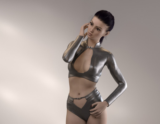 Обои картинки фото 3д графика, люди , people, фон, взгляд, девушка