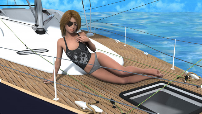 Обои картинки фото 3д графика, люди , people, фон, взгляд, девушка, пират