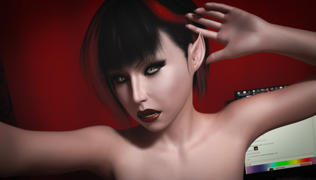 Обои картинки фото 3д графика, эльфы , elves, взгляд, фон, эльфийка