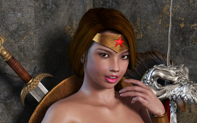 Обои картинки фото 3д графика, фантазия , fantasy, фон, взгляд, девушка