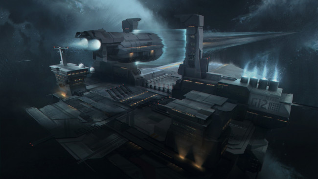 Обои картинки фото фэнтези, космические корабли,  звездолеты,  станции, acceleration, gate, летательный, аппарат, space, platforms