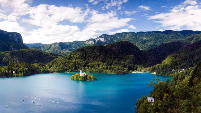 Обои картинки фото города, блед , словения, горы, озеро