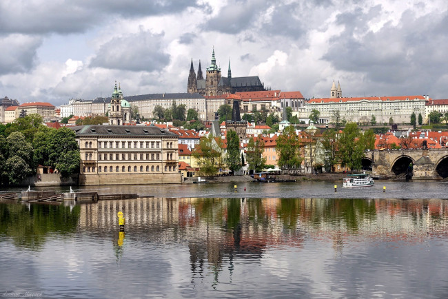 Обои картинки фото города, прага , Чехия, влтава, река, мост