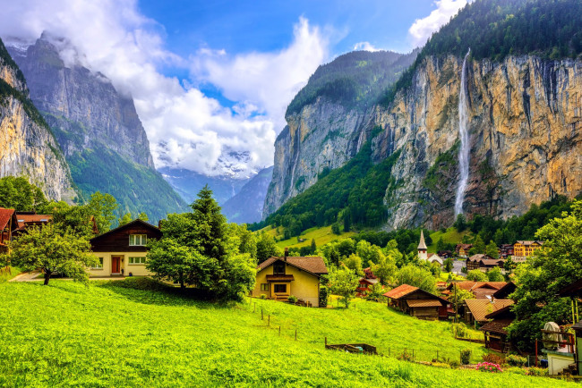 Обои картинки фото lauterbrunnen, switzerland, города, лаутербруннен , швейцария